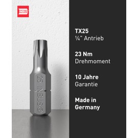 INBUS® 74438 Bit Box TX25 × 25 mm (Tough Hard), Pack of 12, Made in Germany