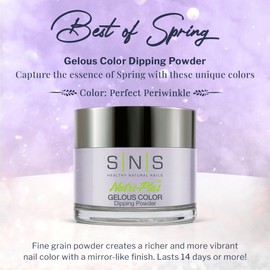SNS Nail Dip Powder, Gelous Color Dipping Powder - Perfect Periwinkle (Purple, Crea) - Long-Lasting Acrylic Nail Color & Polish Lasts 14 Days - Low-Odor & No UV Lamp Required - 1 oz