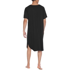 Ekouaer Pajamas Men's Soft Sleepwear Casual Loungewear Short Sleeve Nightgown Shirts (Black,XXL)