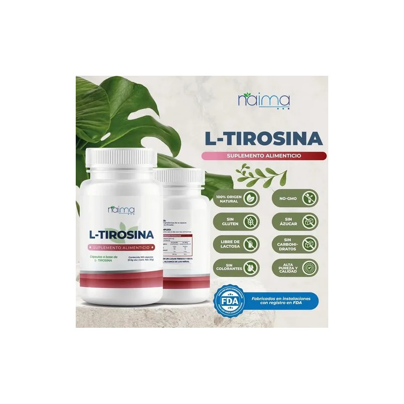 L - Tirosina 500mg - 100 Cápsulas Por Frasco