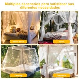 STAYOUNG Mosquitero de Cama - Mosquitera de 4 Postes para Cama Mosquitera Full Queen King Size,Amigable con la Piel y Ventilado,190 * 210 * 240 cm(Blanco)