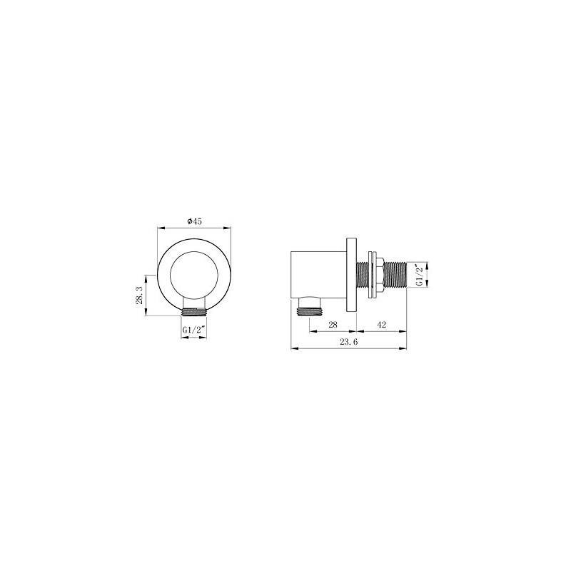 Round/Square Chrome Shower Wall Mounted Outlet Hose Connection Elbow 1/2"bsp
