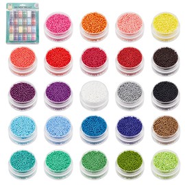 PandaHall 24000 Pcs 11/0 Mehrfarbige Perlen Glassamenperlen 24 Farben 2mm runde Ponyperlen Mini Spacer Perlen mit Behälter Box für Ohrring Armband Halskette Schmuck DIY Craft Making