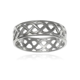 Designer Inspirations Boutique MENS Irish Open Celtic Knot Wedding Band Ring - 7MM Wide - 925 Sterling Silver - Irish Celtic Jewellery - Size S