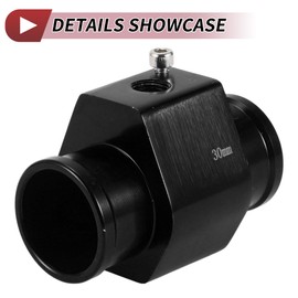 HEROFFIX 1 Set Car Water Coolant Temperature Sensor Adapter Joint Pipe Radiator Sensor Adaptor 30mm Black