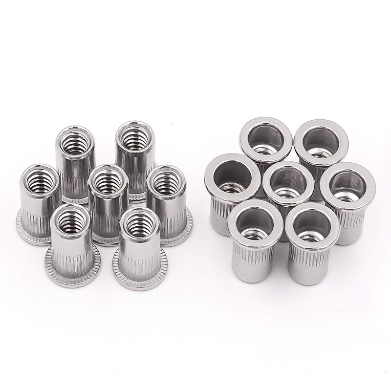 KINJOEK 100 PCS 1/4-20 Rivet Nuts, 304 Stainless Steel Threaded