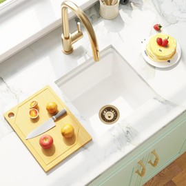 Uni-Green Champagne Bronze Kitchen Sink Drain for Standard 3-1/2 inch Drain - Fit 1-1/2 inch Pipe - Kitchen Sink Drain Strainer Stainless Steel Basket with Knob - Rubber Stopper Bottom