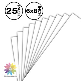 Mat Board Center, Pack of 25, 6x8 White Backing Boards, 4-Ply Thickness Cardboard for Picture/Photo/Framing Back Support