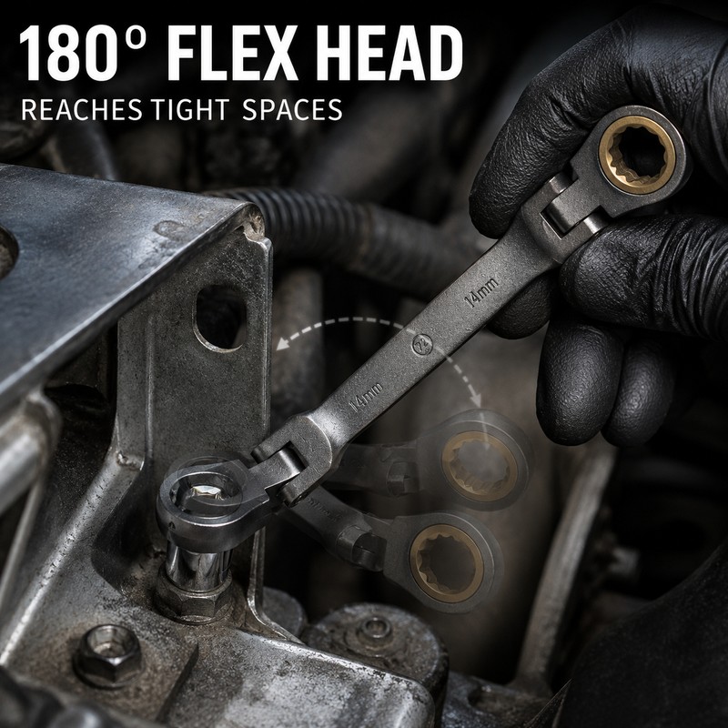 23-Piece Flexible Head Ratchet Wrench Socket & Screwdriver Bit Set