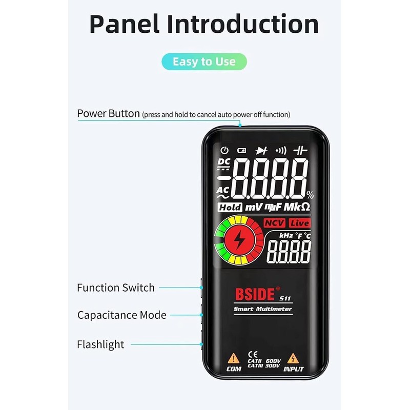 Bside digital multimeter automatic AC DC voltmeter pancontrol LCD display
