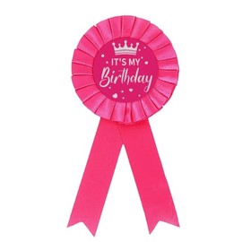 COLORFUL BLING It's My Birthday Ribbon, Satin Fabric Happy Birthday Birthday Queen Ribbon Tinplate Badge Pin for Girls, Boys, Award Rose Badge Brooch Party Decoration-Rose Pink
