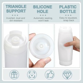 4 Pcs 16oz Inverted Plastic Condiment Squeeze Bottles Upside Down Ketchup Reusable Squeeze Bottle with Dispensing Lids for Sauces Cream Apply to Restaurants