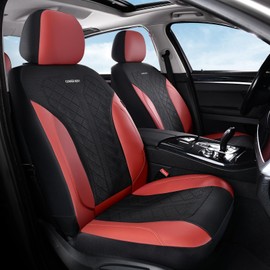 Coverado Seat Covers Full Set, Waterproof Car Seat Covers, PU Leather & Breathable Mesh Seat Protectors, 5-Piece Automotive Seat Covers, Universal Fit for SUVs, Trucks, Sedans