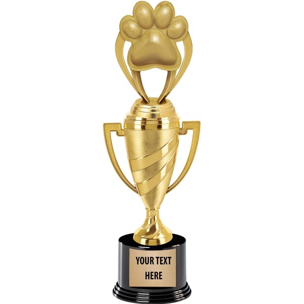 Crown Awards Paw Print Trophy, 13" Gold Cup Paw Print