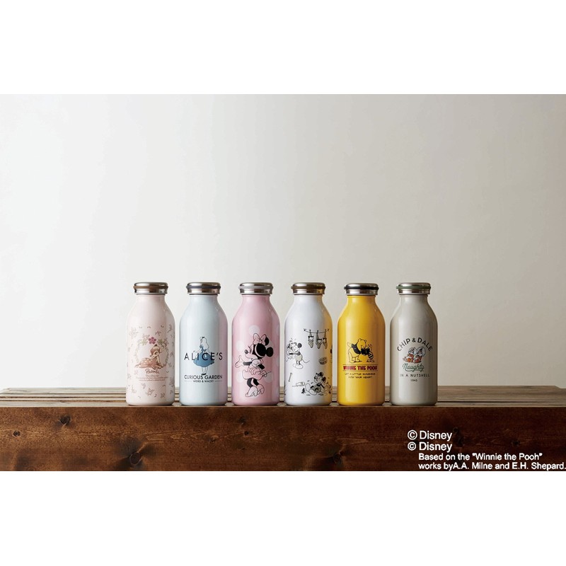 mosh! x Diseny WDMB350MK Mug Bottle, Vacuum Insulated, Screw Type,