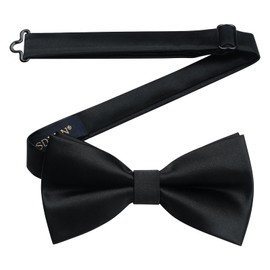 HISDERN Black Bow Ties for Men Bowties Pretied Solid Color Classic Satin Bow Tie Formal Business Tuxedo Adjustable Bowtie for Wedding Party