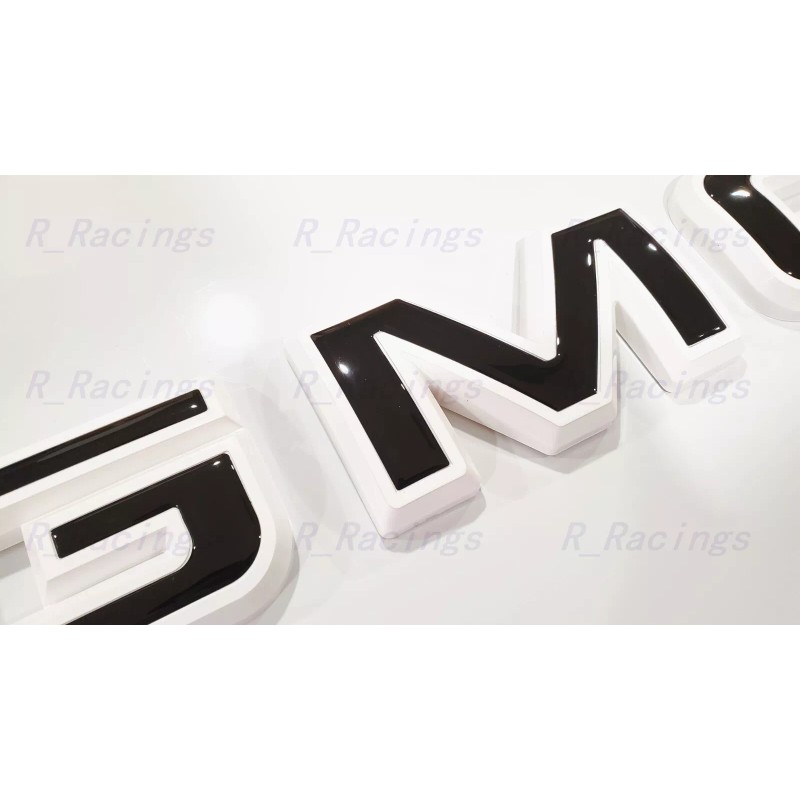 Auto Front & Rear GMC White Black OVERLAY Emblem Badge