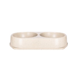 Bamboo Bowls Bamboo Eco-Friendly, Non-Slip Durable Cream Double Pet Bowl, Made with Bamboo Fibres, 2x 450ml Bowls, One Size