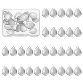 PATIKIL Fishing Lure Blades, 40 Pack 0.6" x 0.4" Fishing Spinner Baits Willowleaf Lure Spinner Making Part with Plastic Storage Box for Bait Accessories, Silver Tone