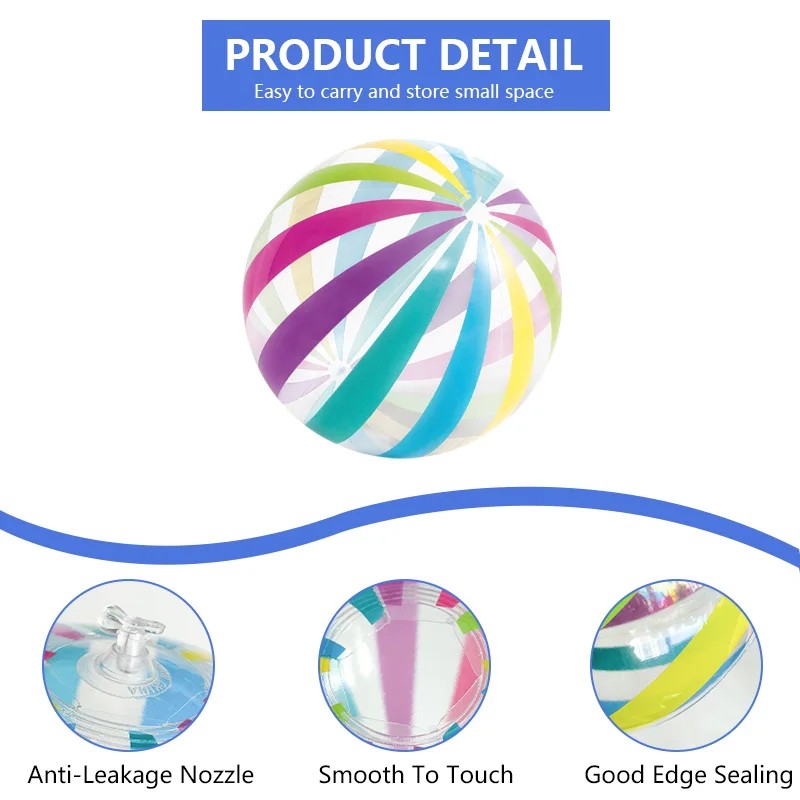 Toolzia Transparent Dots & Stripes Inflatable Beach Ball, 2-Pack