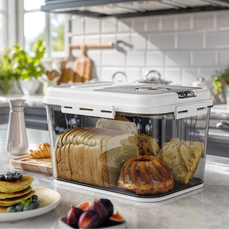 Olimingse Bread Box For Kitchen Countertop, Airtight Bread Storage Container,