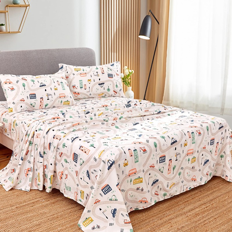 JSD Car Kids Printed Sheet Set Full Size, 4 Piece