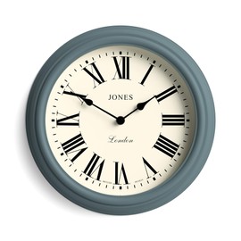 JONES CLOCKS® Venetian Wall Clock Classic Round 30 cm Blue Roman Numerals Traditional Design Ideal for Kitchen, Living Room, Bedroom