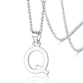 Silvora S925 Silver Letter Chain Women's Initial Alphabet A-Z Crystal Letter Pendant Necklace 45 cm + 5 cm Extension Chain, Lead