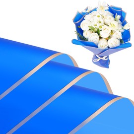 Kosotody 20 Sheets Flower Wrapping Paper Waterproof Florist Bouquet for Bouquets DIY Crafts Packaging Bouquet, 22.8x22.8 inch (Royal blue)…