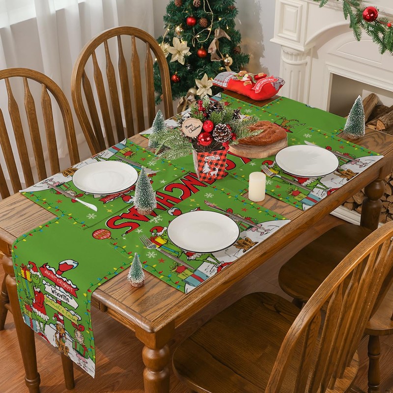 Christmas Placemats 12''x18'' Set of 4, Christmas Decorations for Home