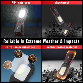 SNUFF Magnetic Work Light Rechargeable, 1000LM LED Work Light with 3 Modes & 180° Rotation, 4400mAh Mechanic Light for Car Repair, Emergency