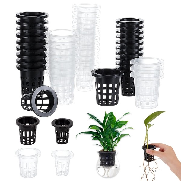 AHANDMAKER 44 Pack Hydroponic Pot Cups 4 Styles Mesh Net