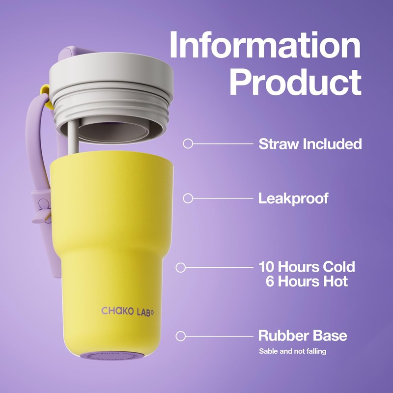 CHAKO LAB Stainless Steel Insulated Water Bottle with Two Drinking