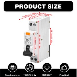 Asfrode FI Circuit Breaker, B16 1P+N 6kA FI/LS Switch 230V 30mA Circuit Breaker 2-Pin Residual Current Circuit Breaker FI Switch with RCBO Type A Curve B DIN Rail Mounting