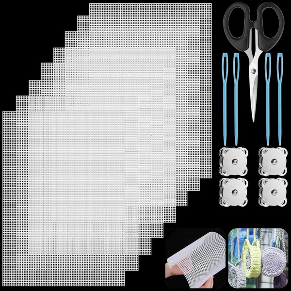 Realure 17 Pcs Cross Stitch Plastic Mesh Canvas Sheets with
