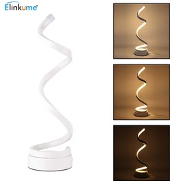 ELINKUME ELINKUME Spiral LED Table Lamp, Curved LED Desk Lamp, Modern Minimalist Design, 12W Warm White Light, Creative Acrylic LED Modeling Lamp Perfect for Bedroom Living Room (White)