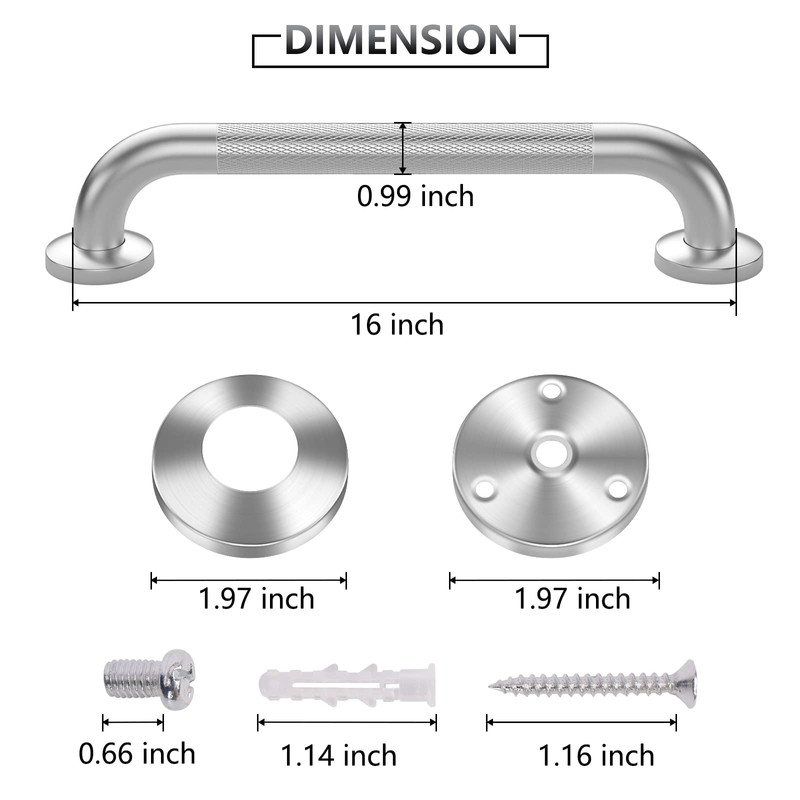 2 Pack 16 Inch Grab Bars for Bathtubs and Showers,