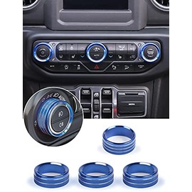 Savadicar Savadicar HVAC Climate Control Panel Knob Trim Kit & Light Control Switch Cover, Air Conditioner Knob Aluminum Alloy Ring for 2018-2024 Jeep Wrangler JL JLU & Gladiator JT, Interior Accessories, Blue