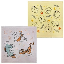 Hayashi WM474300 Wash Towel, 2 Patterns, Approx. 13.4 x 13.8 inches (34 x 35 cm), Gauze Pile, Pooh & Friends, Good Luck