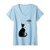 Womens Tuxedo Cat UFO T-Shirt Funny Alien Cat Lover Gift