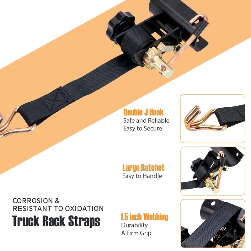 Ladder Rack Ratchet Straps, Truck Rack Straps, Lumber Rack Tie