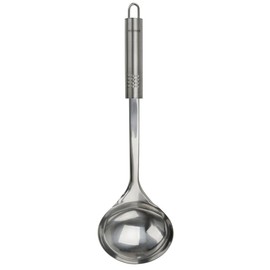 Fackelmann Ladle 32cm Oval Handle Practical Stainless Steel Soup Ladle with Ergonomic Handle (Color: Silver) Quantity: 1 Piece