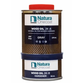 Natura Onecoat 2 Component Wood Stain Oil, 360 mL (12.17 fl oz), Gray, Easy to Apply, Very Low Odor, Linseed Oil, Interior Furniture & Flooring, Dries Fast, VOC/Solvent Free, Durable Hardwax Oil