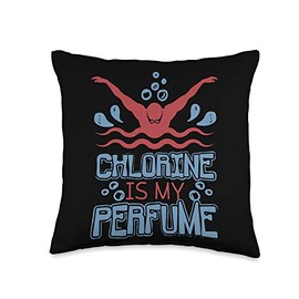 Swimming Swimmer Coach Pool Swim Coach Design Chlorine is My Perfume, Swimming Swimmer Coach Throw Pillow, 16x16, Multicolor