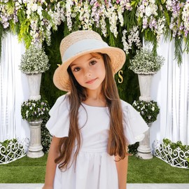 ASDCXZ Mr&Mrs Flower Wall Background 3 x 2.5 m, Colourful Flowers Green Grass Wall Photo Wall Background, Vinyl Photo Box Background for Wedding, Birthday, Bridal Shower Party, Portrait Photo Studios