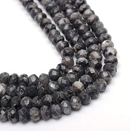 Jasper Gemstone Black Beads 8 mm Semi-Precious Stone Faceted Rondelle 30 Pieces Jewellery Beads with Hole for Threading