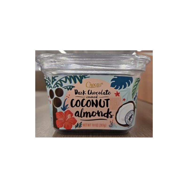 Choceur Dark Chocolate Covered Coconut Almonds 10oz 283g (Single Tub)