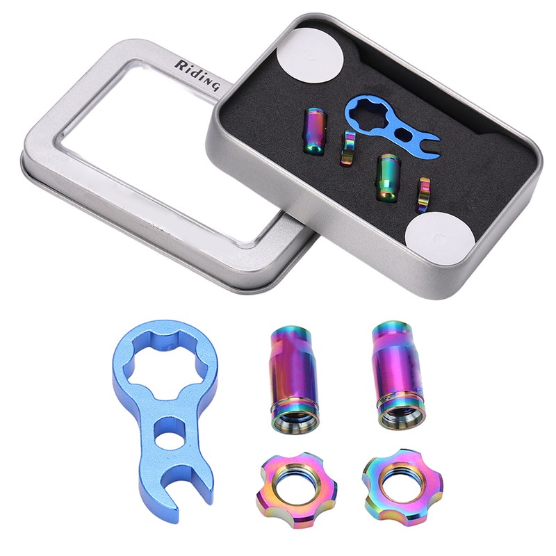 RISK 7pcs Titanium Alloy Bicycle Presta Valve Cap Strong Hardness