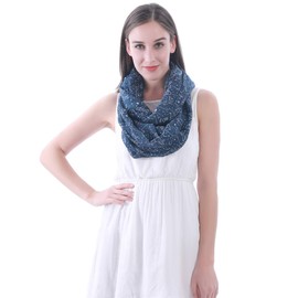 Lina & Lily Constellation Star Astronomy Print Women's Infinity Scarf Lightweight (Navy Blue)