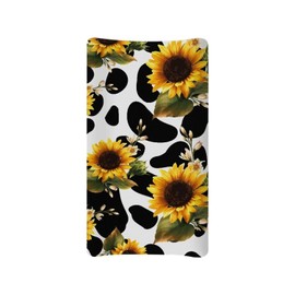 HUISEFOR Sunflower Changing Table Pad Cover Cow Print Changing Pad Covers for Girls Boys Baby Bassinet Cradle Mattress Sheets Soft Breathable